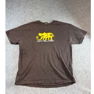 VTG Black Label Skateboards Shirt Mens XL Brown Elephant Grunge Streetwear Y2K